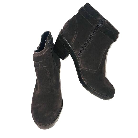 Top Shop Womens Brown Suede Ankle Booties Low Block Heeled Size 40/9 - Picture 1 of 4